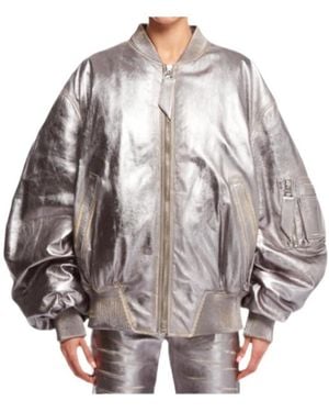 The Attico The Leather Bomber Jacket - Multicolor