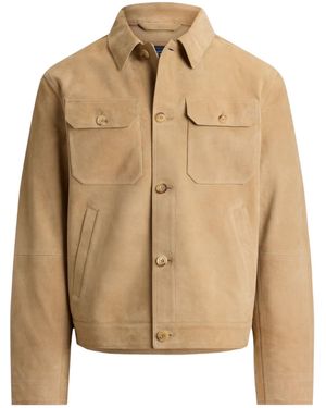 Polo Ralph Lauren Suede Button-Up Jacket - Natural