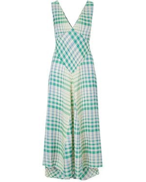Polo Ralph Lauren Checked Woven Midi Dress - Green