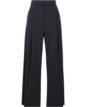 Carolina Herrera Pinstripe Wool Blend Casual Pants - Blue