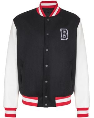 Balmain Varsity Wool And Faux Leather Jacket - Blue