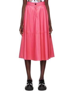 MSGM Faux-Leather A-Line Midi Skirt - Pink