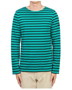 Saint James Striped Graphic T-Shirt - Green