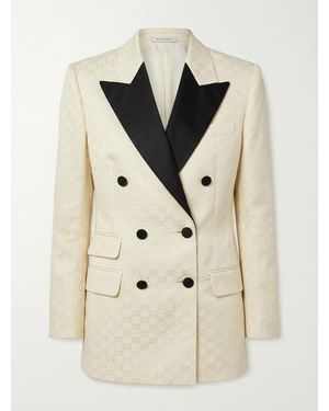 Gucci Contrasted Buttoned Blazer - Natural