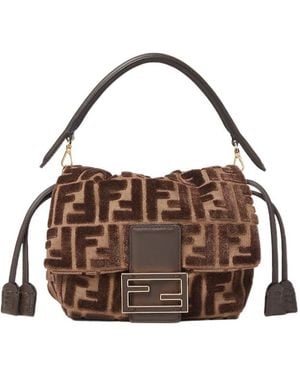Fendi Dark Ff Jacquard Velvet Mini-Bag - Brown