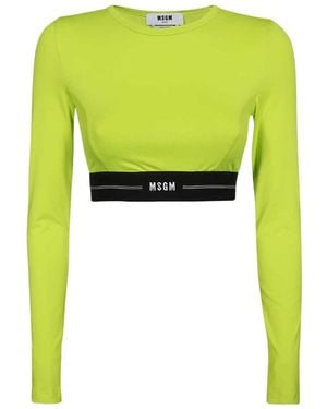 MSGM Logo Band Cutout Performance Top - Green