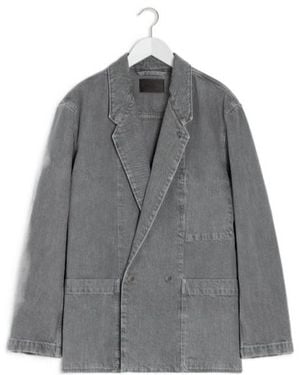 Lemaire Double-Breasted Denim Blazer - Gray