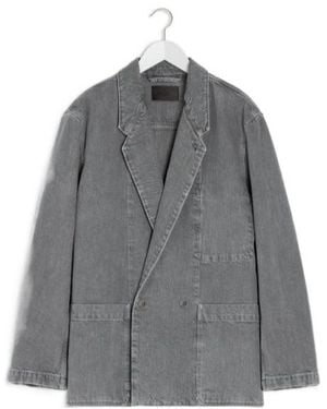 Lemaire Double-Breasted Patch-Pocket Blazer - Gray