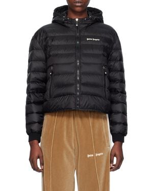 Palm Angels Logo Detailed Quilted Jacket - Blue