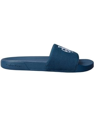 Calvin Klein Solid Color Pool Sliders - Blue