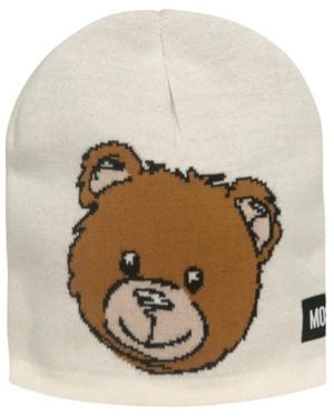 Moschino Bear Knitted Hat - White