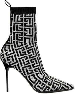 Balmain Stretch-Knit Ankle Boots - Black
