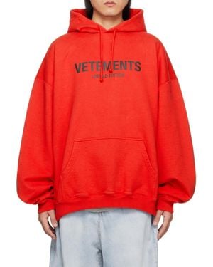 Vetements Long-Sleeved Hooded Jumper - Red