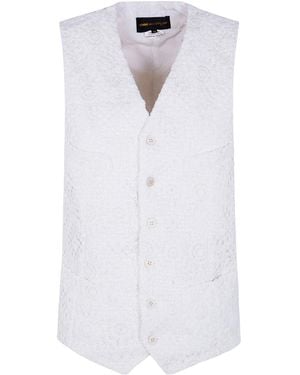 Comme des Garçons Floral-Embroidered Vest - White