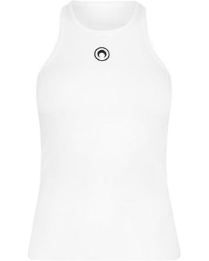 Marine Serre Logo Ribbed Vest - White