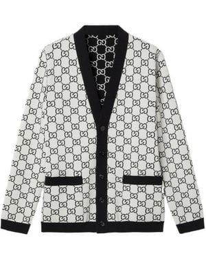 Gucci Monogrammed Button-Up Cardigan - Grey
