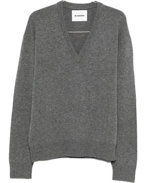 Jil Sander V-Neck Cashmere Sweater - Gray