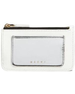Marni And Leather Card Holder - White