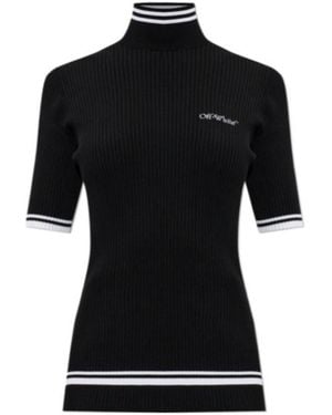 Off-White c/o Virgil Abloh Short-Sleeved High-Neck Knit Top - Black