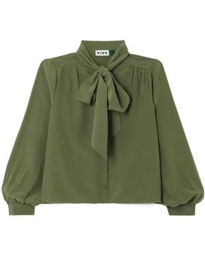 RIXO London Melaina Pussy-Bow Silk Crepe De Chine Blouse - Green