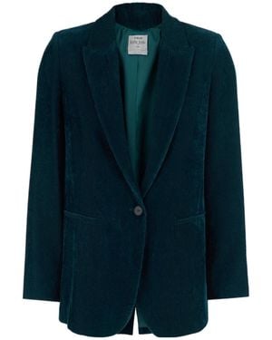 forte_forte Point-Collar Casual Jacket - Blue