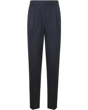 ZEGNA Elastic-Waist Straight Trousers - Blue