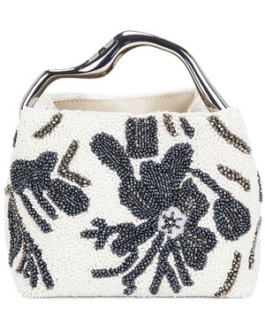 Cult Gaia Solene Floral Beaded Clutch Bag - White
