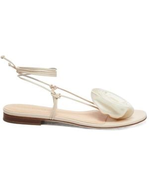 Magda Butrym Floral Ankle-Tie Flat Sandals - Natural