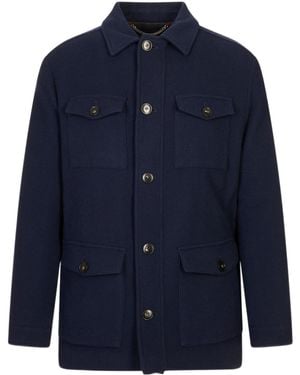 Canali Long-Sleeved Casual Jacket - Blue