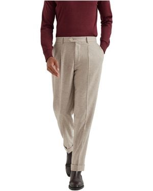 Brunello Cucinelli Pleated Cuffed Trousers - Red