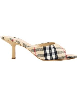 Burberry High-Heeled Slippers - Natural