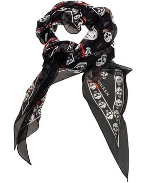 McQueen Asymmetrical Skull Scarf - Black