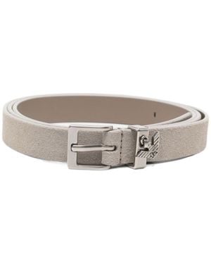 Emporio Armani Logo-Plaque Leather Belt - White