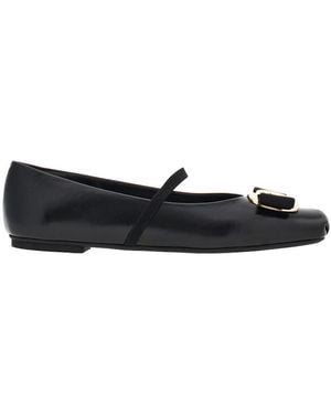 Ferragamo Ferragamo New Vara Slip-On Ballerina Shoes - Black