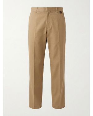 Gucci Cotton Twill Trousers With Web Detail - Natural