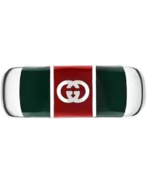 Gucci Wide Ring With Web Detail - Red