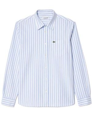Lacoste Striped Regular Fit Oxford Shirt - Blue