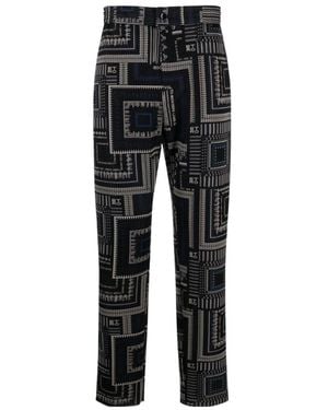 Etro Pouch-Print Straight-Leg Trousers - Black