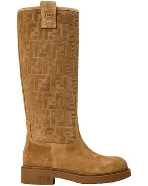 Fendi Suede Filo Knee High Boots - Brown