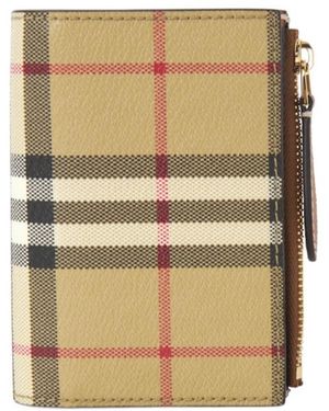 Burberry Chequered Wallet - Natural