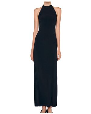 Norma Kamali Halterneck Side-Slit Dress - Blue