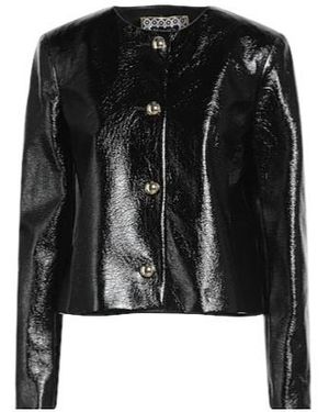 MAX&Co. Crew Neck Leather Jacket - Black