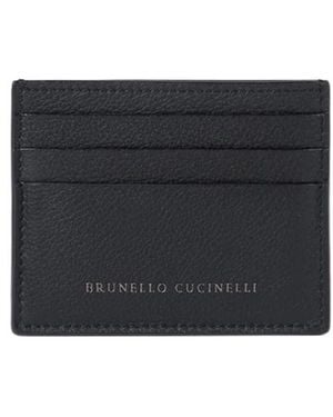 Brunello Cucinelli Grained Calfskin Card Case - Black