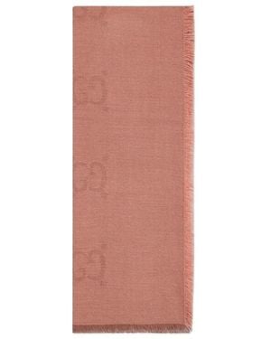 Gucci Gg Monogram-Jacquard Silk Scarf - Pink