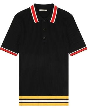 Entire studios Striped Ribbed Polo Shirt - Black