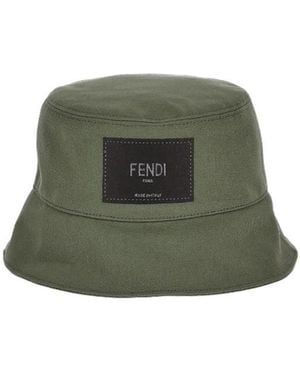 Fendi Logo-Patch Detail Bucket Hat - Green