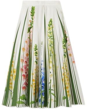 Oscar de la Renta Pleated Midi Skirt - Green