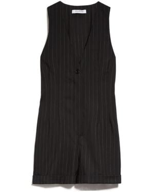 Max Mara Pinstriped Wool Jumpsuit - Black