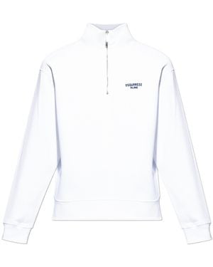 DSquared² Stand Up Collar Half-Zip Sweatshirt - White