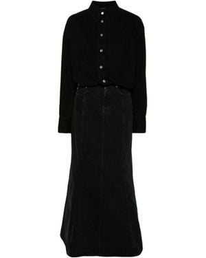Haikure Jos Long-Sleeve Denim Maxi Dress - Black